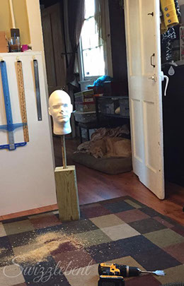 Wig stand foam head on a stick